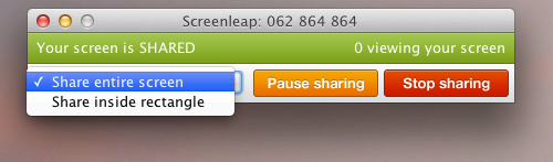 Capture d'écran de ScreenLeap: le partage d'écran facile